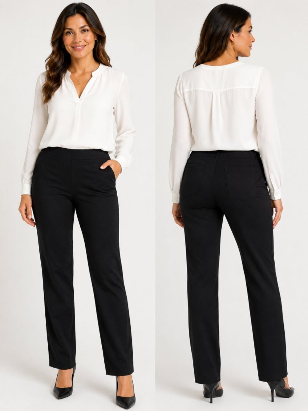 2016 Denim by Parasuco Black Straight Leg Pull-On Pants Women's Size 12